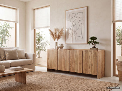 Dressoir Acacia Massiefhout 180cm - Dressoir met 4 deuren