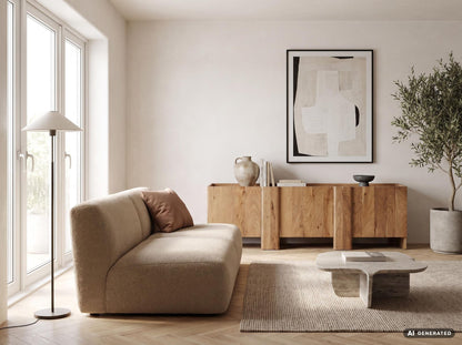 Sideboard Acacia Massief Hout 165cm - Laag Dressoir met 3 Deuren