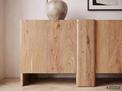 Sideboard Acacia Massief Hout 165cm - Laag Dressoir met 3 Deuren