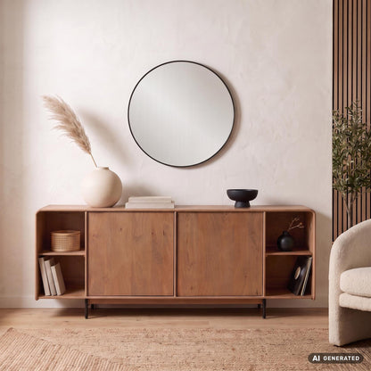 Sideboard Mango Massiefhout 180cm - Dressoir met 2 deuren en rek