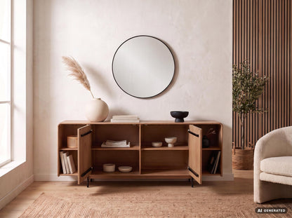Sideboard Mango Massiefhout 180cm - Dressoir met 2 deuren en rek
