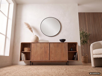 Sideboard Mango Massiefhout 180cm - Dressoir met 2 deuren en rek