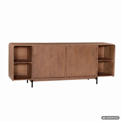 Sideboard Mango Massiefhout 180cm - Dressoir met 2 deuren en rek