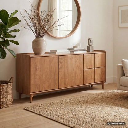 Sideboard Mango Massiefhout 160cm - Dressoir met 3 deuren