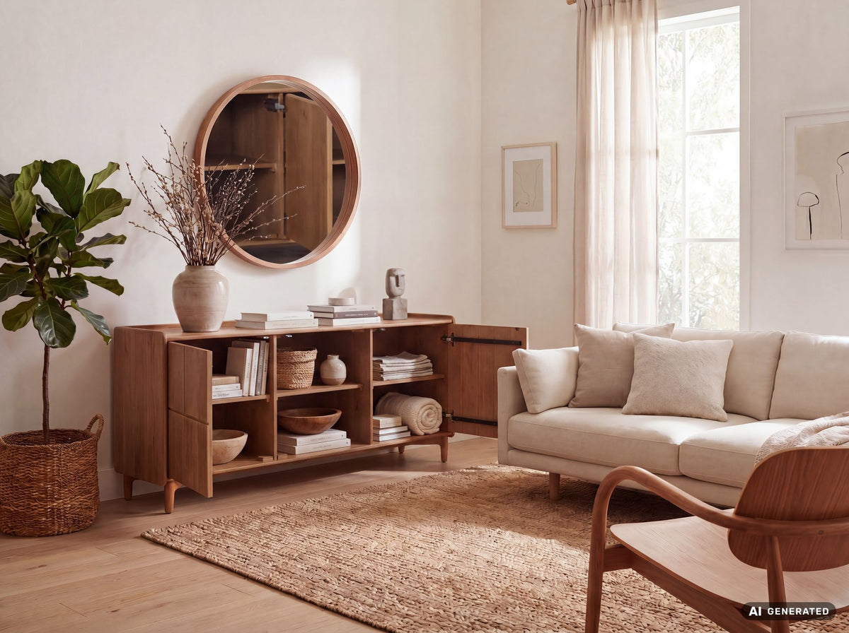 Sideboard Mango Massiefhout 160cm - Dressoir met 3 deuren