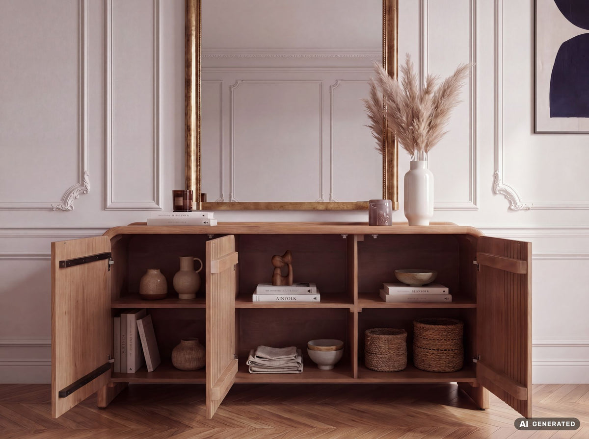 Sideboard Massief Mangohout 160cm - Dressoir met 3 Deuren