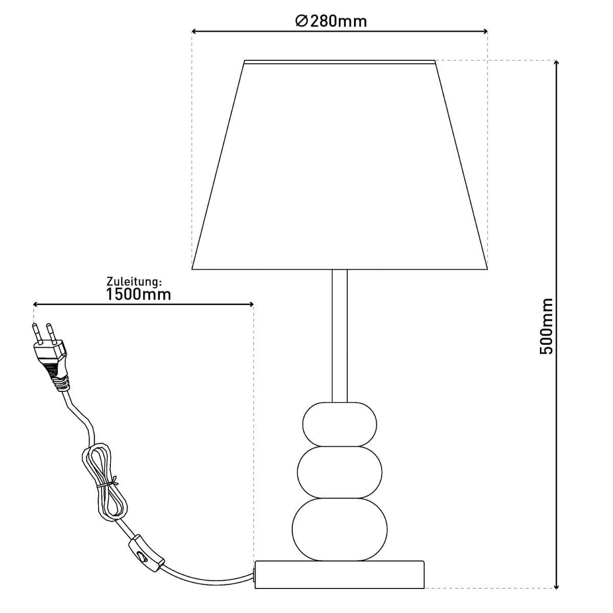 Tafellamp "Elina", ca. 50 cm hoog, gemaakt van metaal in zwart/bruin, tekstbladen in wit, E27