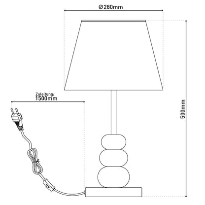 Tafellamp "Elina", ca. 50 cm hoog, gemaakt van metaal in zwart/bruin, tekstbladen in wit, E27