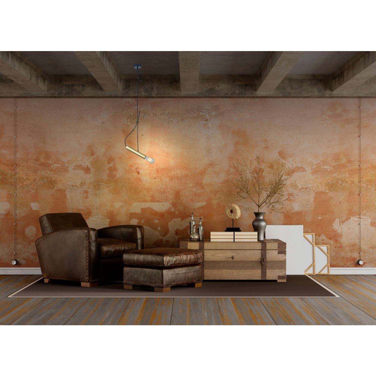 Metal Baldachin met textielkabel "Corbatin", messing, E27 -versie, verlichting voor woonkamer of kantoor