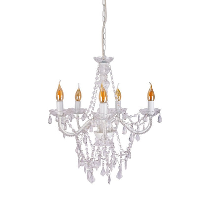 5 Kroon "Cecilia" voor E14 -aansluiting, Ø 52 cm, gemaakt van metaal en acryl, in wit