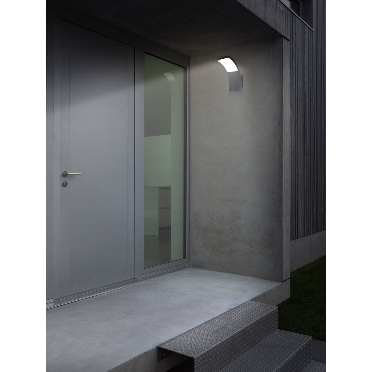 LED -buitenmuurlamp "Orbis", gemaakt van metaal en plastic in antraciet, met geïntegreerde LED