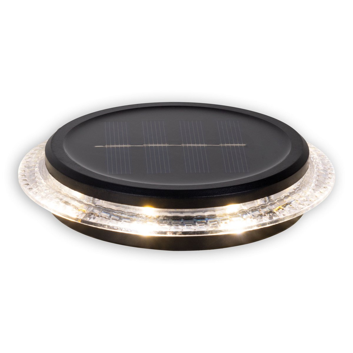 6 Set Solar-Boden-Sprießleucht Ø ca. 11,2 cm, zwart plastic, schemeringsensor, voor toegang, terras en paden