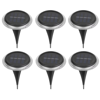 6 Set Solar-Boden-Sprießleucht Ø ca. 11,2 cm, zwart plastic, schemeringsensor, voor toegang, terras en paden