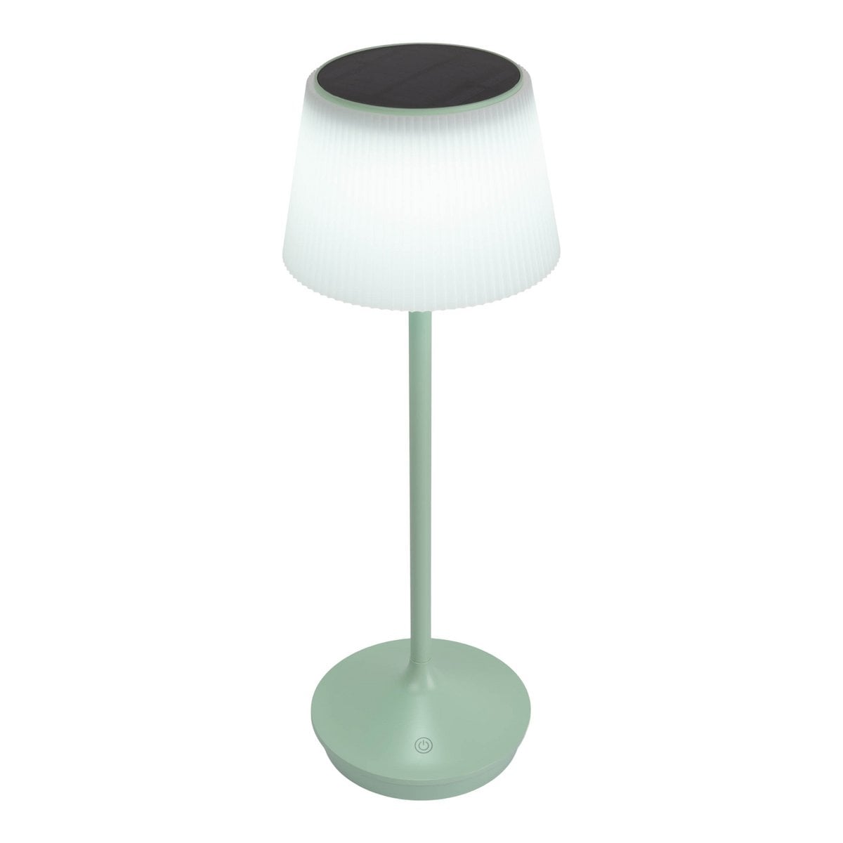 Zonne -batterijlamp "EMMI" 38 cm hoog, paraplu Ø 13 cm, metaal in mint en wit plastic, voor de buitenruimte, dimable CCT.