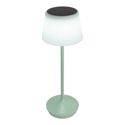 Zonne -batterijlamp "EMMI" 38 cm hoog, paraplu Ø 13 cm, metaal in mint en wit plastic, voor de buitenruimte, dimable CCT.