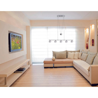 Led in ruil daarvoor hanglamp "bol" gemaakt van metaal en glas in chroom, met geïntegreerde LED