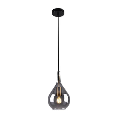 Hanger lamp "gota", retro klassieke hanglamp gemaakt van zwart rookglas Ø 20 cm, met E27 -versies, 150 hoog, ideaal voor eetkamer, woonkamer en keuken.