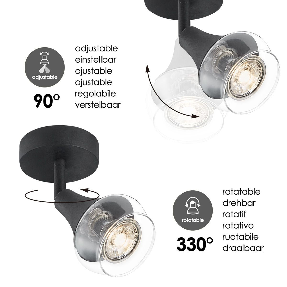 Home Sweet Home LED Wandspot Vaya - incl. dimbare LED lamp - Zwart