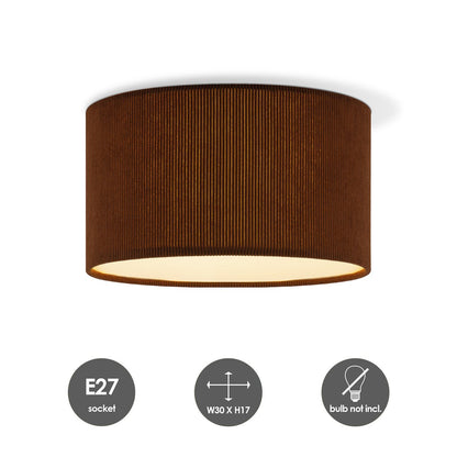 Home Sweet Home Cylindrische Corduroy Plafondlamp - Brown - ø30 x 17cm