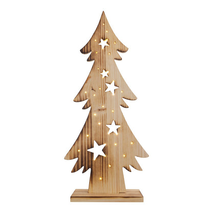 LED Wood Decolum "Fir Tree" groot, gemaakt van natuurlijk hout met vaste LED's, kerstdecoratie voor buiten
