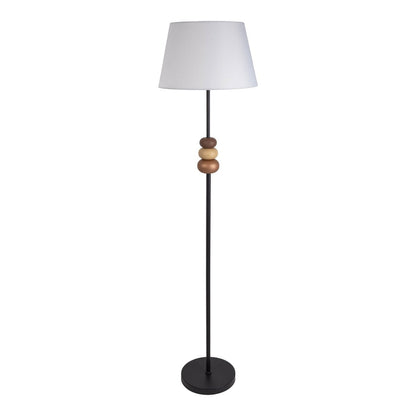 Staande lamp "Elina" 155 cm hoog, Ø 38 cm, metaal in zwart/bruin, tekstblazer in wit, E27