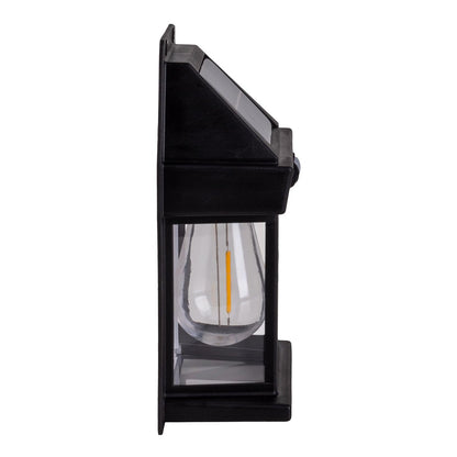 2 Set Solar Wall Lamp "Mira" ca. 17 cm hoog, gemaakt van zwart weerbestendig plastic, geïntegreerde LED in warm wit, inclusief bewegingsdetector en schemeringsensor