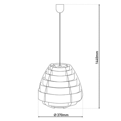 Hanglamp "Malmö", hanglamp gemaakt van plastic in beige, E27 -aansluiting, voor eetkamer, woonkamer, gang of kantoor, met een Ø37 cm