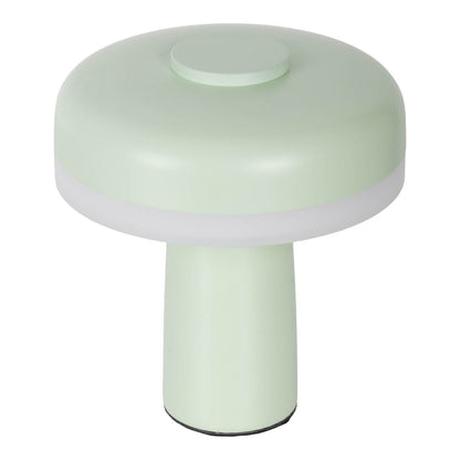 Draadloos tafellicht "Pilu", 16,5 cm hoog, boven Ø van 15 cm, metaal in mint, wit plastic, geïntegreerde LED's, 280 lumen, dimbaar door aanraaksensor, warm wit wit wit