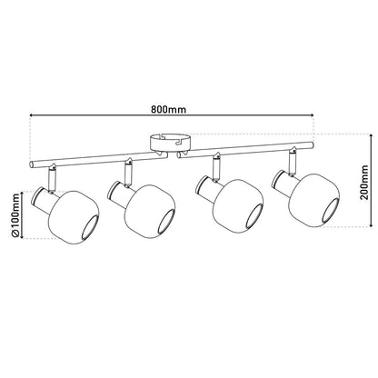 4er spot/plafondlamp "libby", klassieke plafondlamp gemaakt van messing gekleurd metaal en getinte glas in barnsteen, met E14-aansluiting, voor eetkamer, woonkamer, gang of kantoor, 80 cm lang