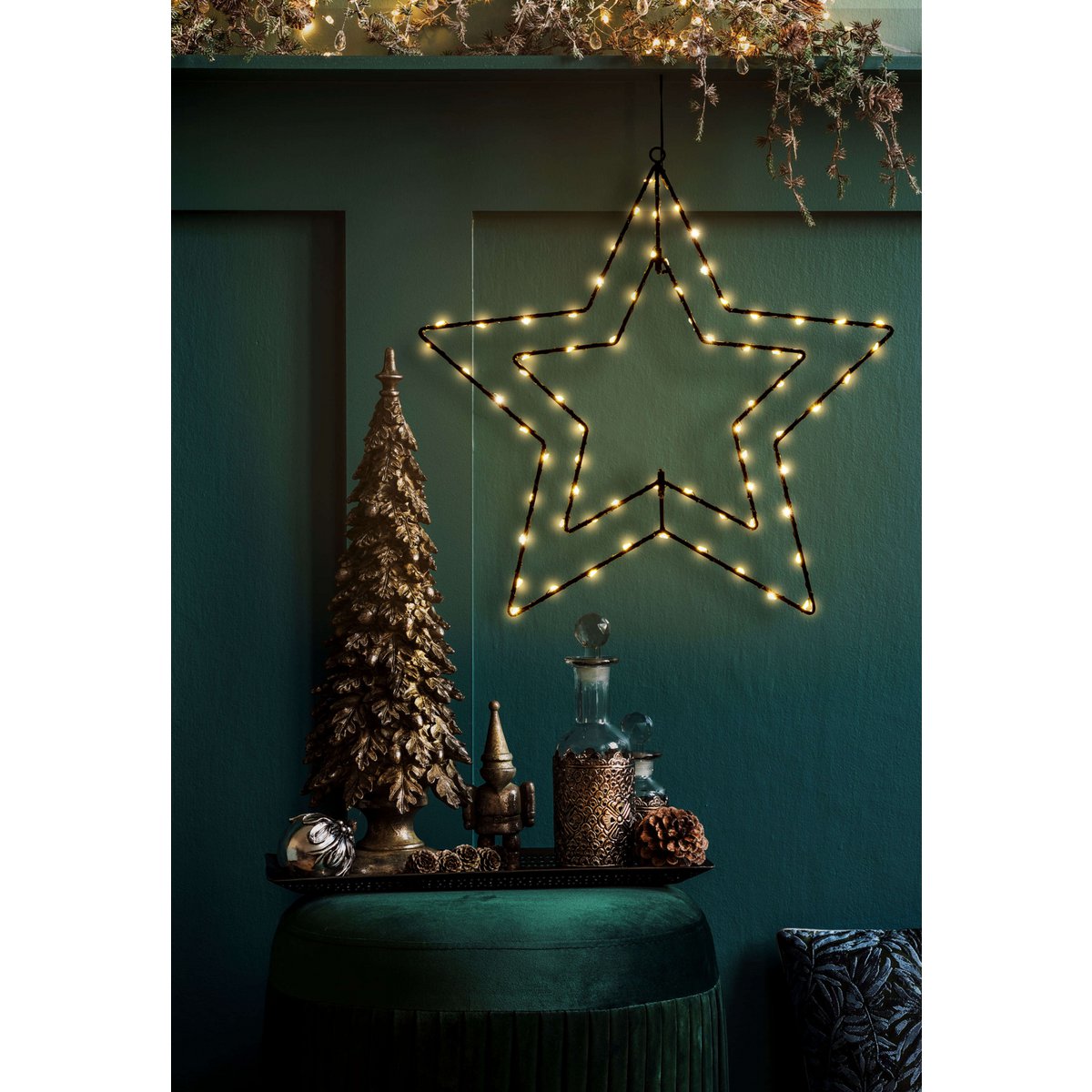 LED Outdoor Christmas Lamp "Stern" Ø 40 cm kerstdecoraties gemaakt van metaal in goud met stevig geïnstalleerde LED's