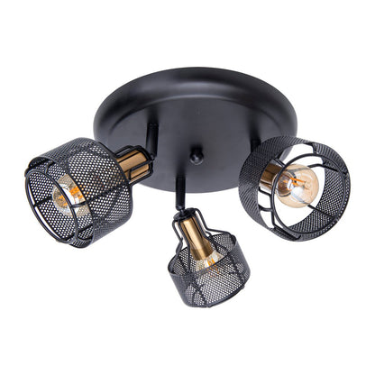 3-zits muur en plafond Rondel Spot "foro" gemaakt van metaal in zwart en goud, met E14-versies, 41 cm diameter. Stijlvolle verlichting voor woonkamer, eetkamer of keuken.