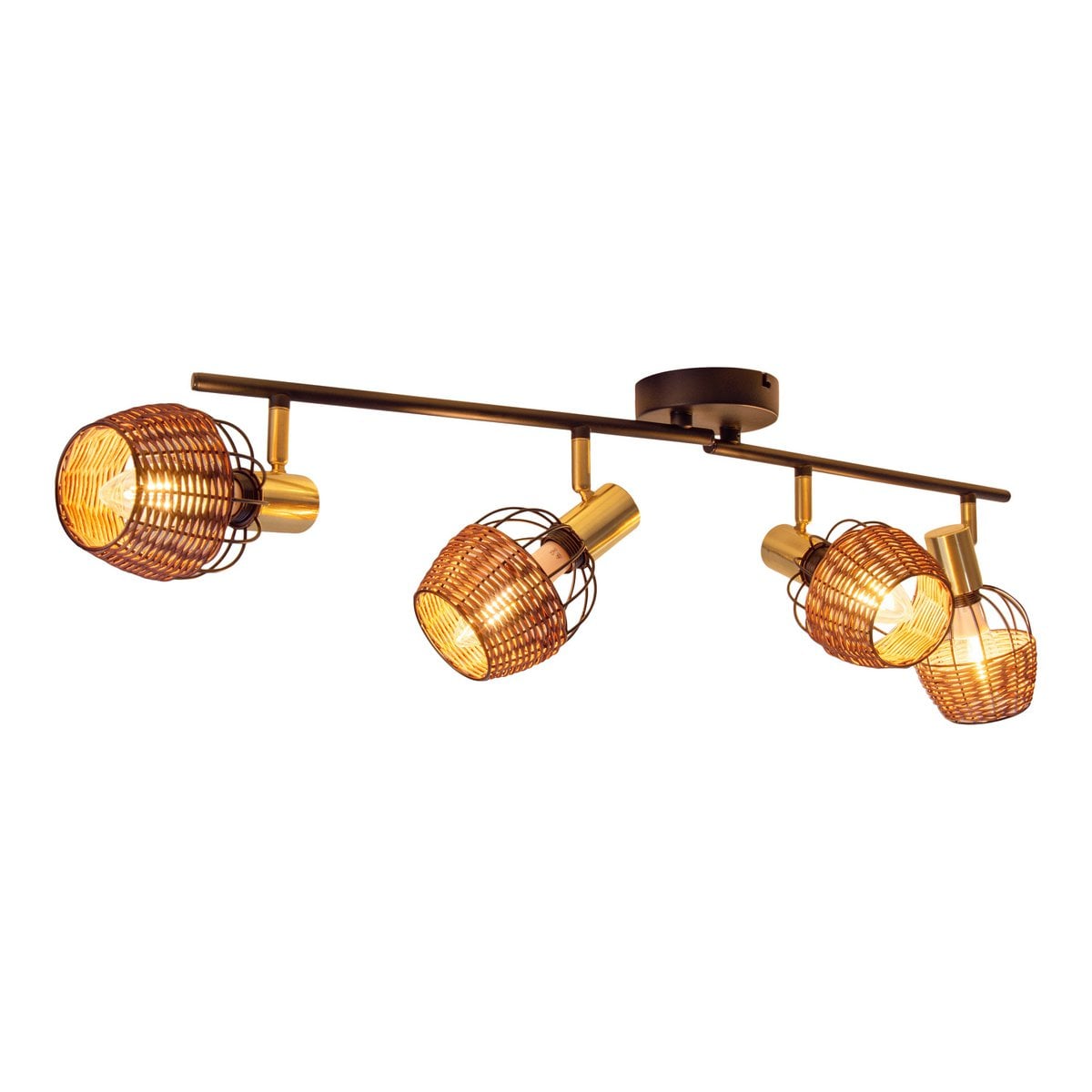 4 plafondlamp "Corbis", metalen plek in zwart en goud, met E14 -aansluiting, voor eetkamer, woonkamer, gang of kantoor, plafondlamp, 78 cm lang