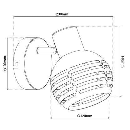 1er muur- en plafondlamp, plek "casco" gemaakt van metaal in zwart en goud, met E27 -aansluiting, 23 x 12 x 14 cm. Stijlvolle verlichting voor woonkamer, eetkamer of keuken.
