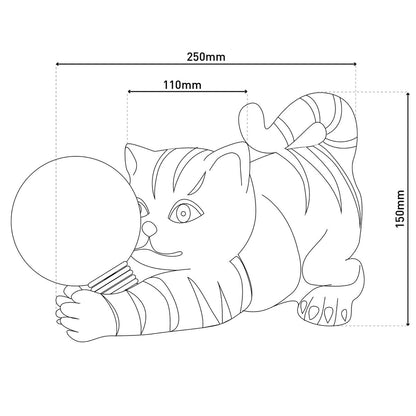 LED Solar Outdoor Lamp "Cat" 25 cm lange decoratie gemaakt van bruin plastic met geïntegreerde LED's