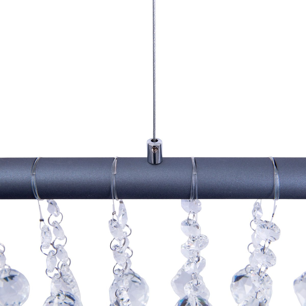 Led hanglamp "nobilis" lengte ongeveer 100 cm, gemaakt van metaal en plastic in grijs, met stevig gebouwd -in LED's, verlichting voor woonkamer, eetkamer of kantoor