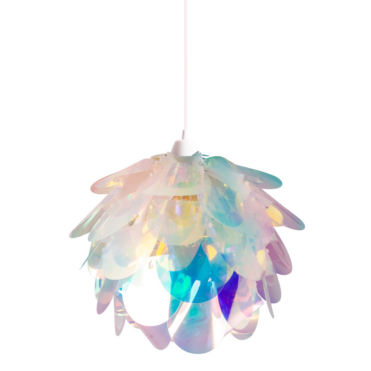 Hanger lamp "fora" gemaakt van metaal en iriserend plastic, e27 socket, verlichting voor woonkamer, eetkamer en kantoor, Ø40 cm