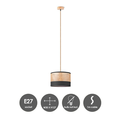 Home Sweet Home Hanglamp Rotan - Chocolade - 30x30x127cm