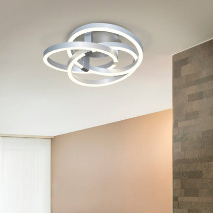 Smart Home LED plafondlicht "Divora" Ø 58 cm, plafondlamp gemaakt van metaal, aluminium geborsteld en wit plastic, met veel functies, stevig gebouwd -in LED's, verlichting voor woonkamer, eetkamerkantoor of gang
