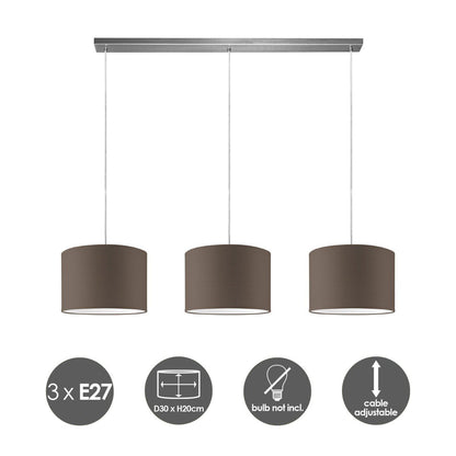 Home Sweet Home hanglamp Beam 3L, E27, taupe Lampenkap, 30cm