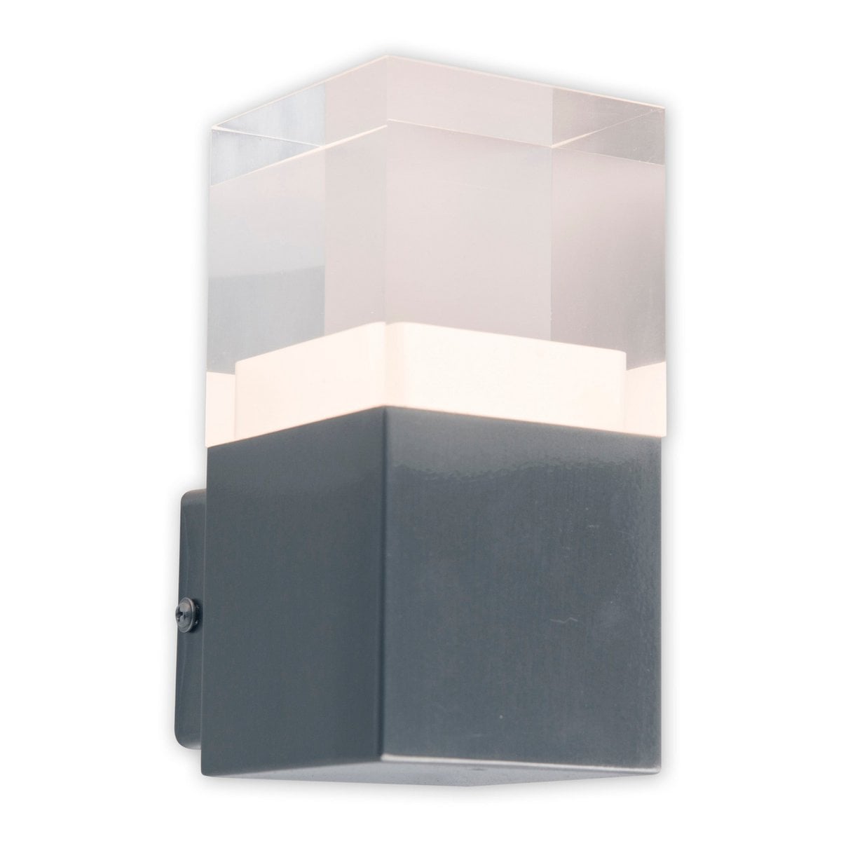 LED externe wandlamp "Leah" gemaakt van metaal en plastic in stalen blanke, geïntegreerde LED