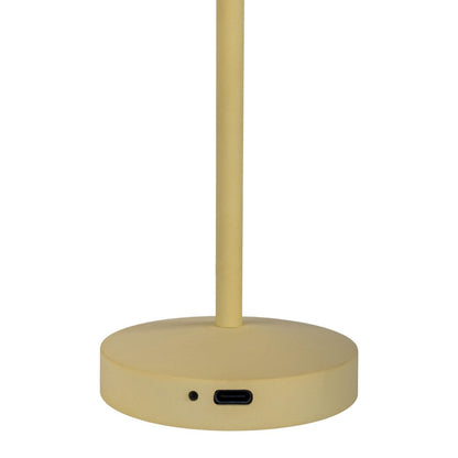 2-ex-ingestelde LED-batterijtafellamp "Gomba" voor buiten en binnen, gemaakt van metaal en plastic in geel, 18,5 cm hoog