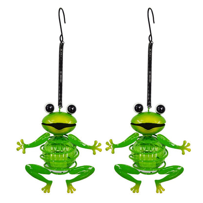 2-piece Solar-Deco Hanging Light "Frog" approx. 20 cm high, made of painted iron, including twilight sensor;