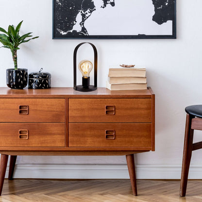 Metalen tafellamp "Faro" h: 28.5cm zwart