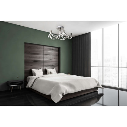 LED -plafondlamp "festival" Ø 60 cm, metalen nikkel mat en plastic, stevig gebouwd -in LED's, verlichting voor woonkamer, eetkamer, kantoor of gang