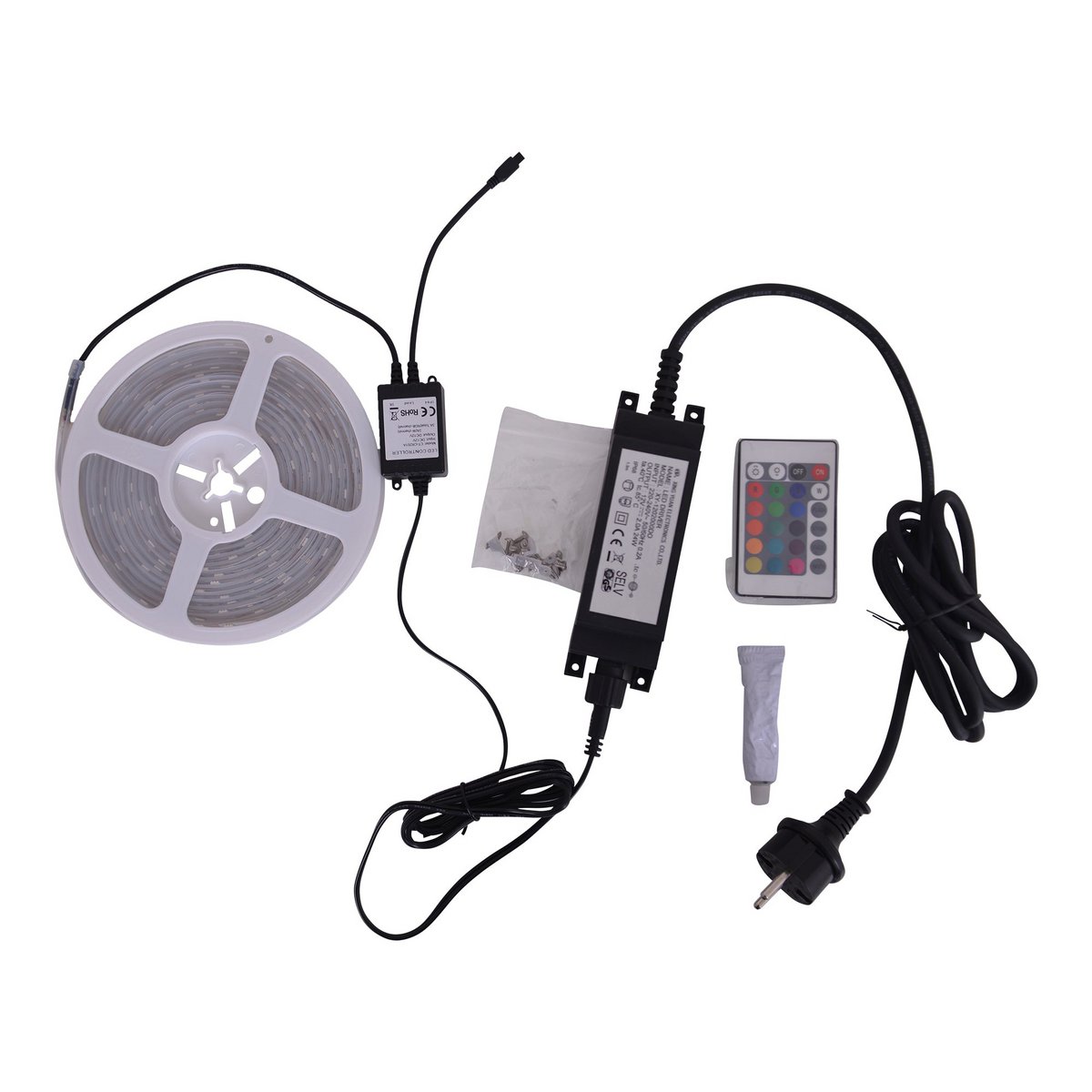 De LED "Stripe" buiten 1000 cm, 36 watt, warm wit, met kleurwisselaar, dimbaar, inclusief afstandsbediening en accessoires