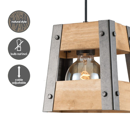 Home Sweet Home Hanglamp Barn - hout - 18x18x126cm