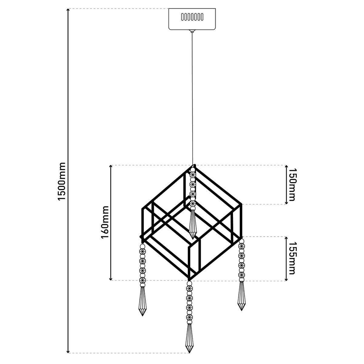 LED -hanglamp "Araneus" metaal en plastic in chroom, met stevig gebouwd -in LED's, dobbelstenen op de zijlengte ongeveer 15 cm, verlichting voor woonkamer, eetkamer of kantoor