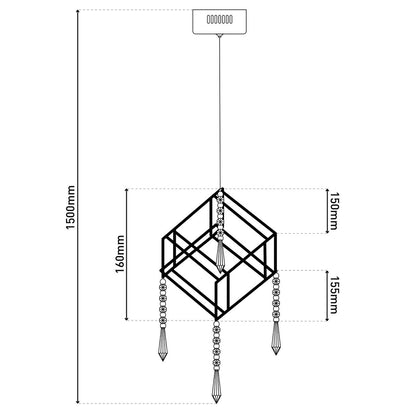 LED -hanglamp "Araneus" metaal en plastic in chroom, met stevig gebouwd -in LED's, dobbelstenen op de zijlengte ongeveer 15 cm, verlichting voor woonkamer, eetkamer of kantoor