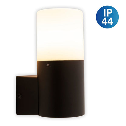 Buiten wandlamp "Torcia" 16,5 cm hoog, gemaakt van metaal en plastic in zwart, E27