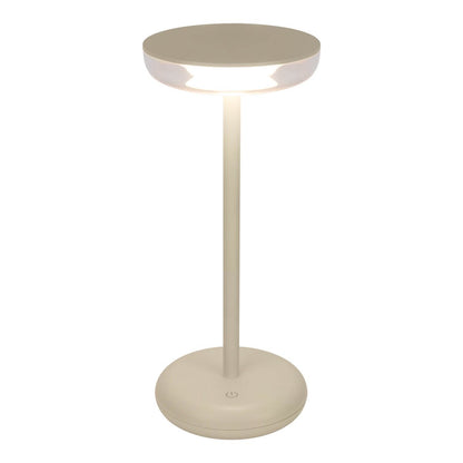 Noteloze tabletlicht "Pasi" voor buiten en binnen, gemaakt van metaal en plastic in beige, dimable, met aanraking en geheugenfunctie, ca. 26 cm hoog